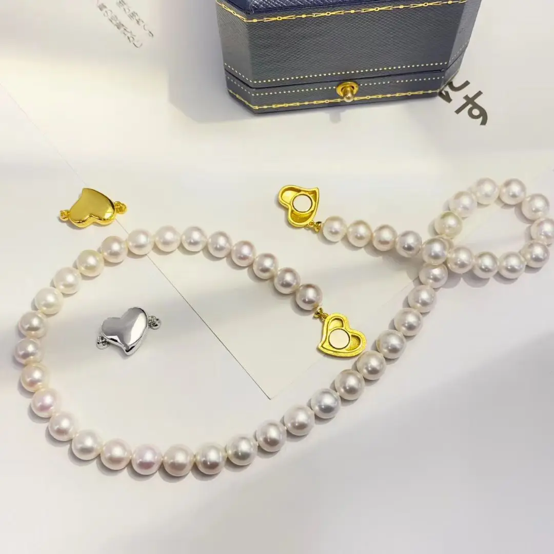 Magnetic DIY Heart Shape 925 Sterling Silver Pendant Necklace Bracelet Clasp Hook Accessories for 8-10mm Pearls 5pcs/lot