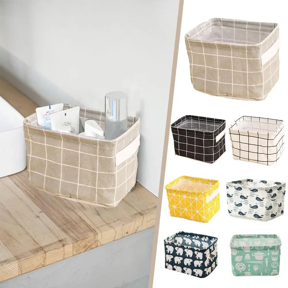 Multi-functional Foldable Fabric Storage Basket Desk Toys Clothes Decoration Storage Space-Saving Home Box Cabinet Organize T2O7