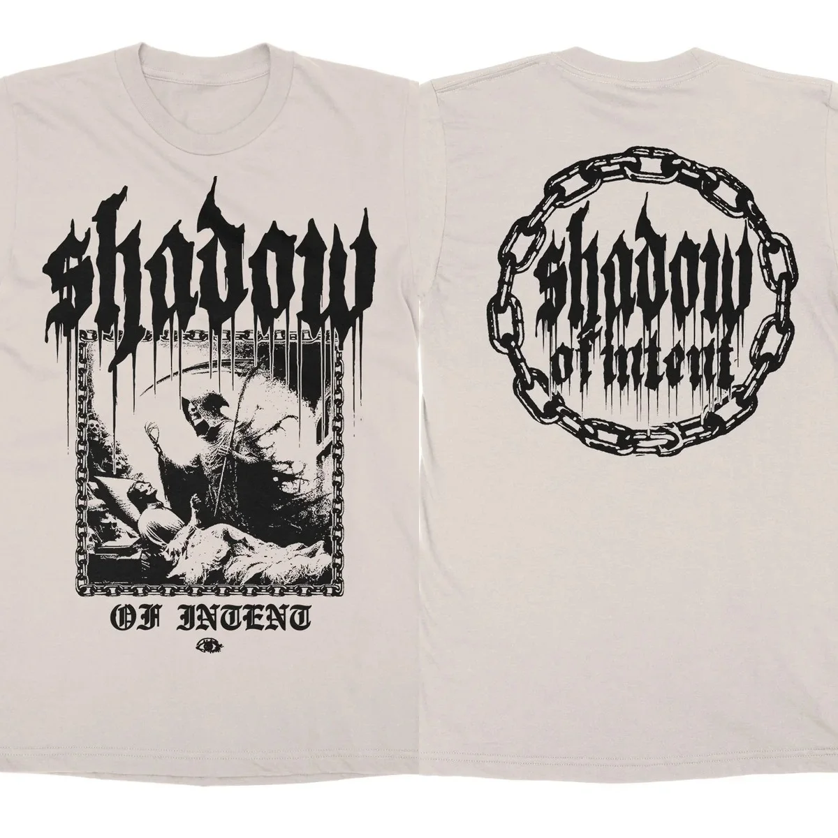 Shadow of Intent Burning Temple Dark Metal Theme Print T‑Shirt, Equipped with Eye‑catching Burning Gothic Church Art Print