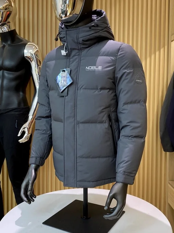 High-End Winter Men's Puffer Jaet Ultra-Fuffy 90-White-Du-Down Thiened down Coat Outerwear Busin Sle Zipper Closure