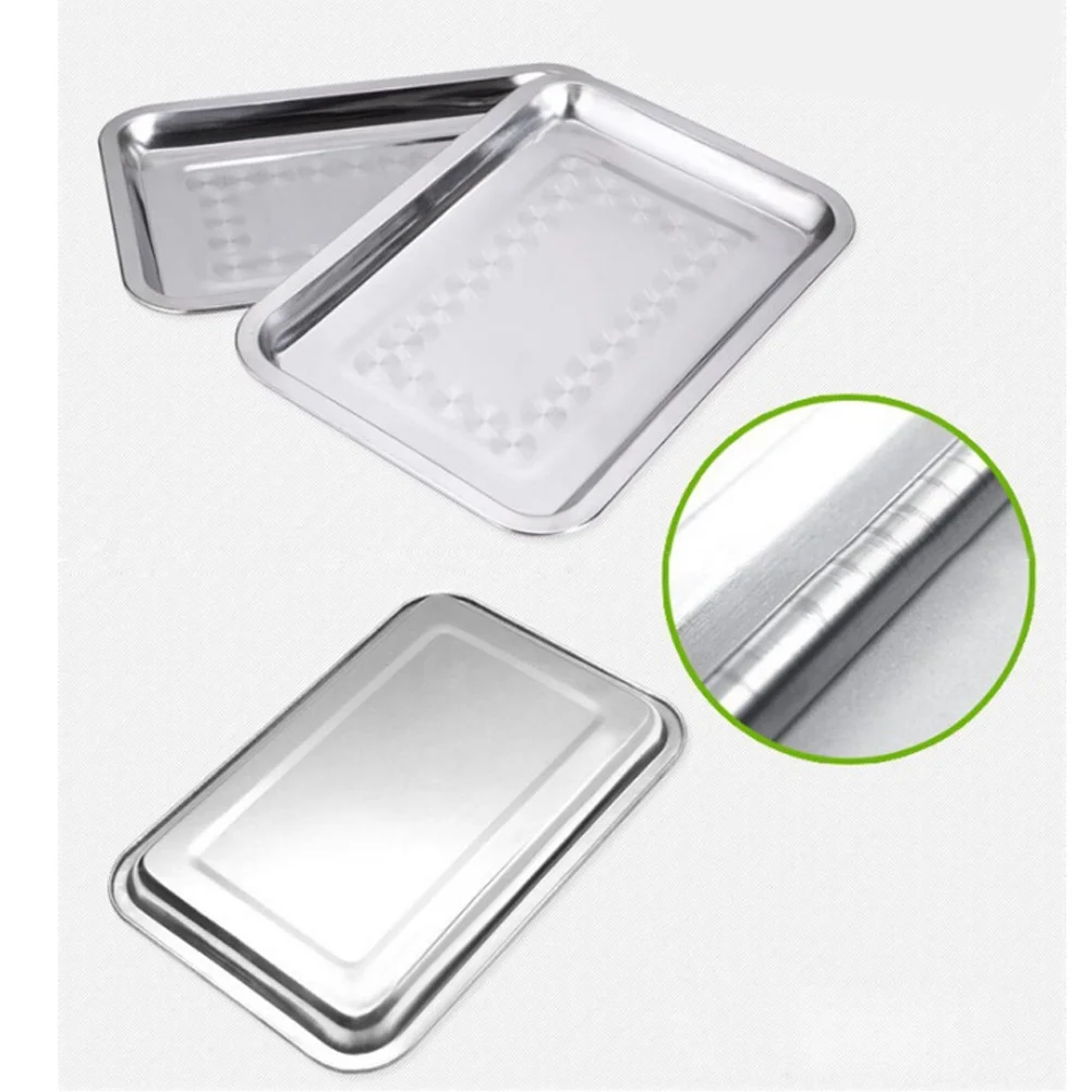 

Stainless Steel Food Tray Flat Square Thickened Non Toxic Size 3 Oven Pan Tray Baking Pan Cookie Sheet Serving Dish