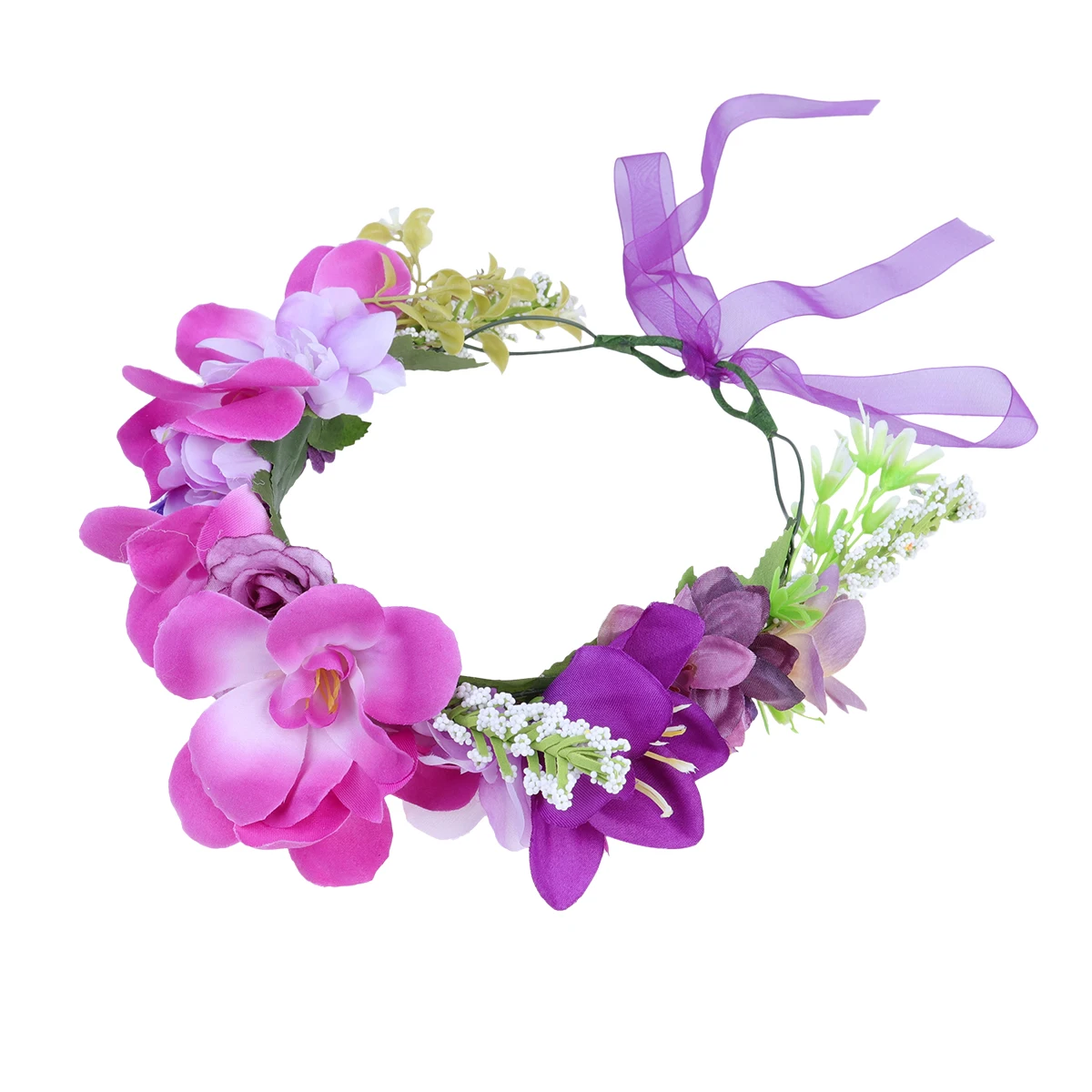 

1pc Floral Headband Lightweight Rose Wreath Hair Accessory For Wedding Party Photo Props Purple Cosplay Carnival Brides Hair