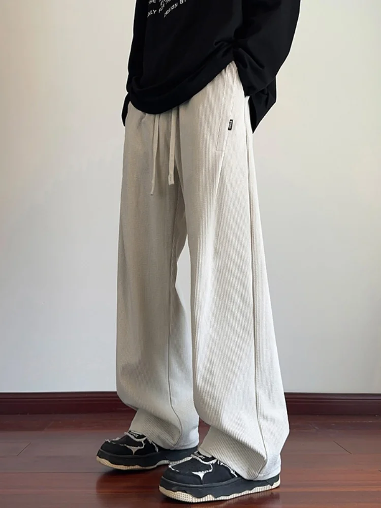 

Мужские вельветовые брюки прямого кроя, повседневные, весна-осень, в американском ретро-стиле, широкие, струящиеся, удобные, модные, длинные