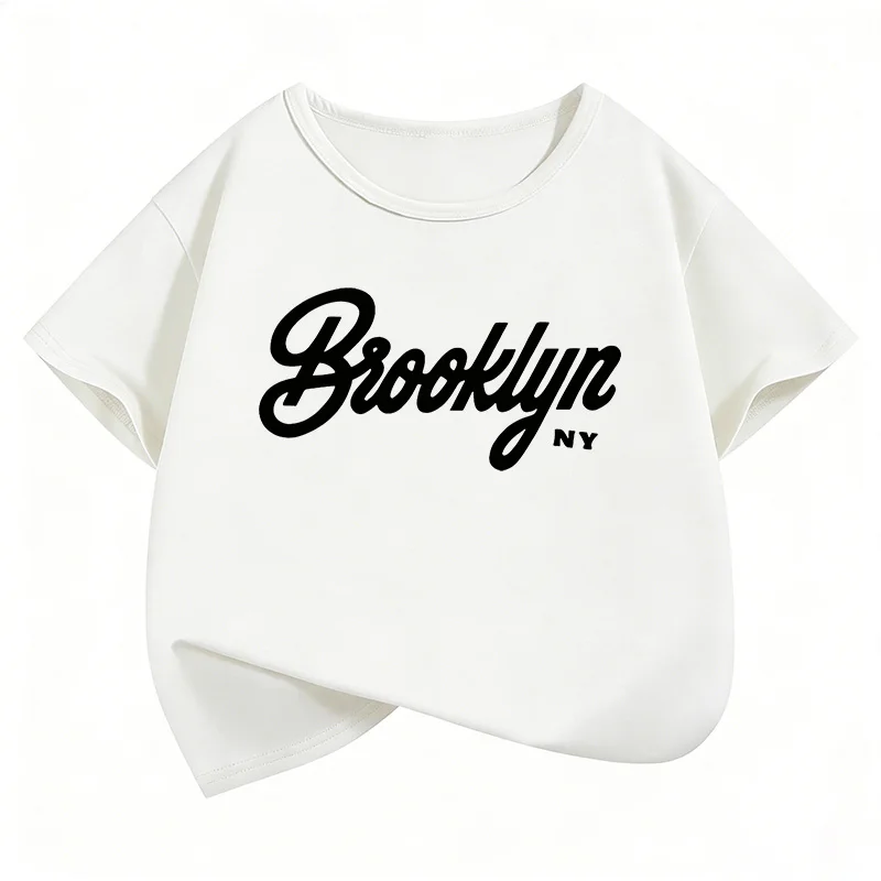 Kurzärmliges Brooklyn T-Shirt für Kinder, modisches T-Shirt für Kinder, Jungen und Mädchen, Sommer, Frühling, lässiges Top-T-Shirt
