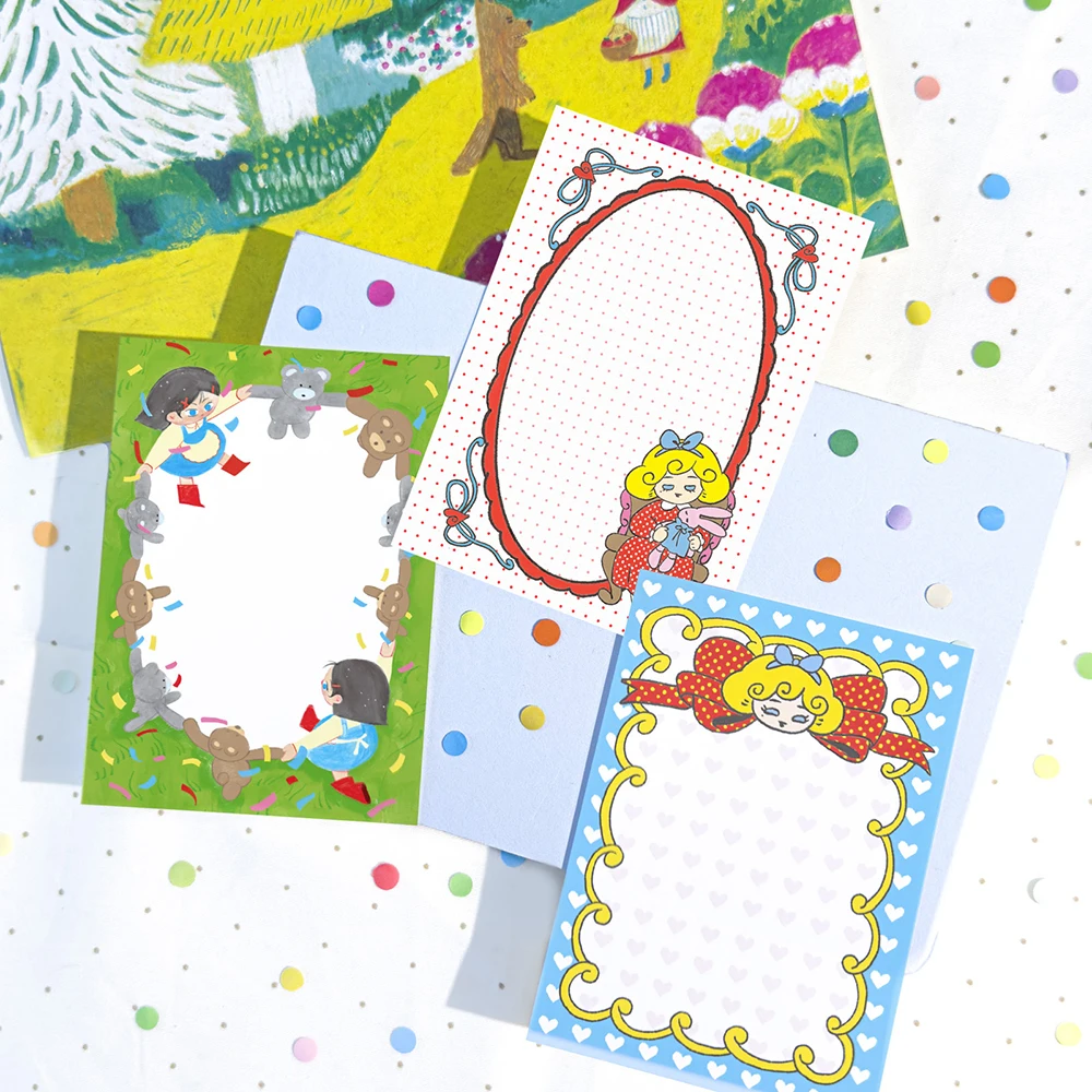 50 sheets Magical Girl Memo, Japanese Style Hand Drawn Pattern, Handmade Tent Collage Decoration Material, Student Memo