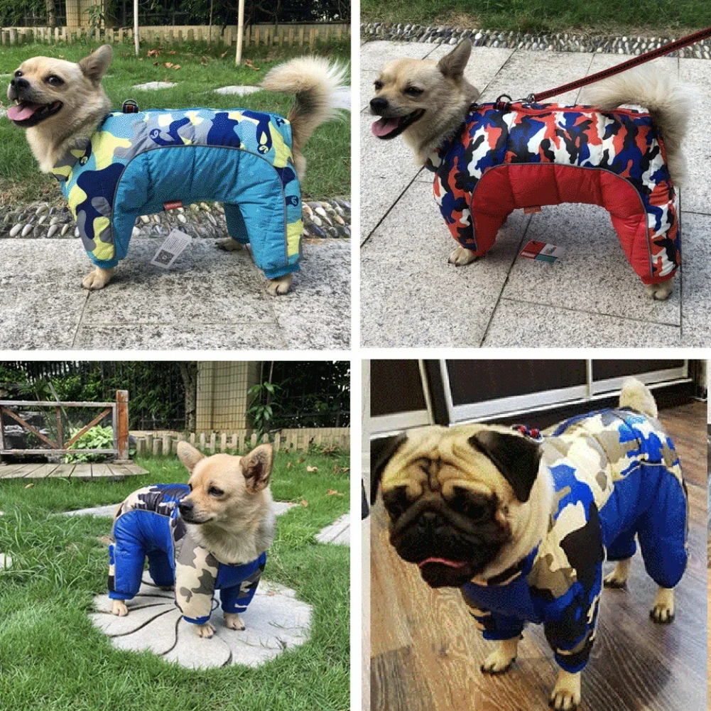 Coat Reflective Turtleneck Dog Snow Jacket Snowsuit Fullbody Small Dog Coat Warm Fleece Puppy Jacket Dog Winter 4-Leg Puffer