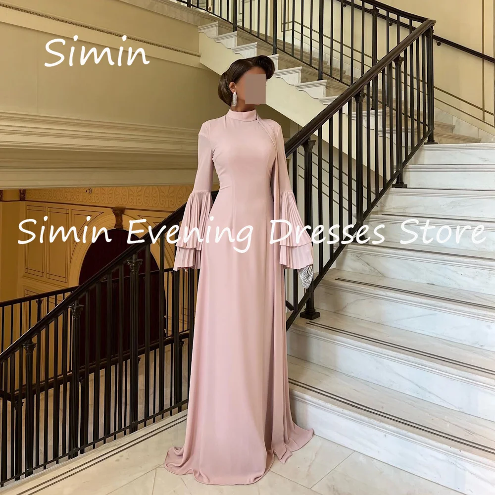 

Simin Satin Mermaid O-neck Saudi Ruffle Formal Prom Gown Floor-length Arab Evening Elegant Party dresses for women 2023