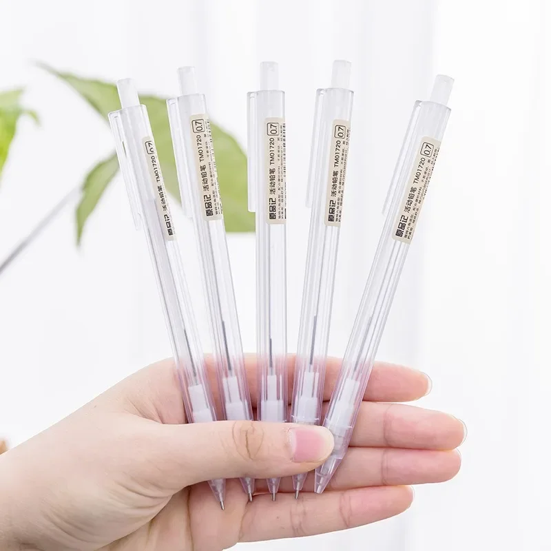 5 Stück/Set Minimalistischer Transparenter Druckbleistift 0,5/0,7mm für Schüler, Schulbedarf, Bürozubehör – Detail 4