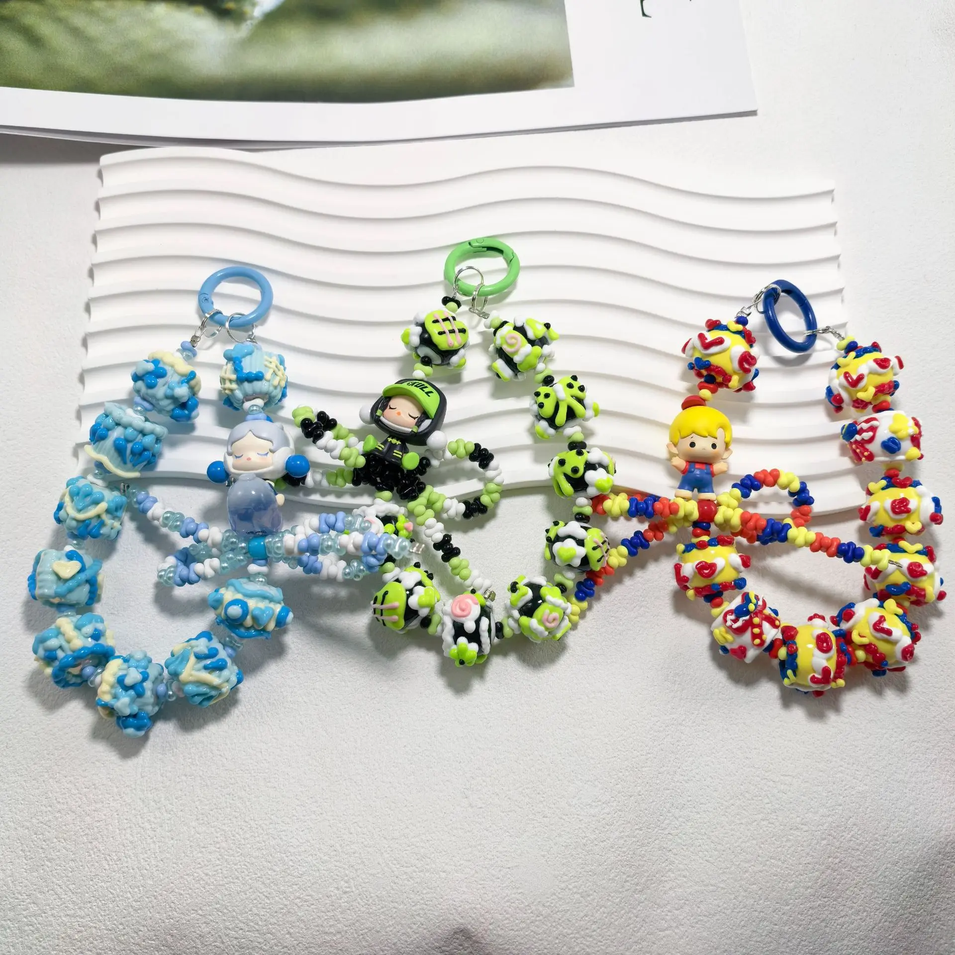 

Милый мультфильм BUBBLE MART, нарисованные вручную бусины, подвеска для телефона, брелок для сумки, подвеска-цепочка