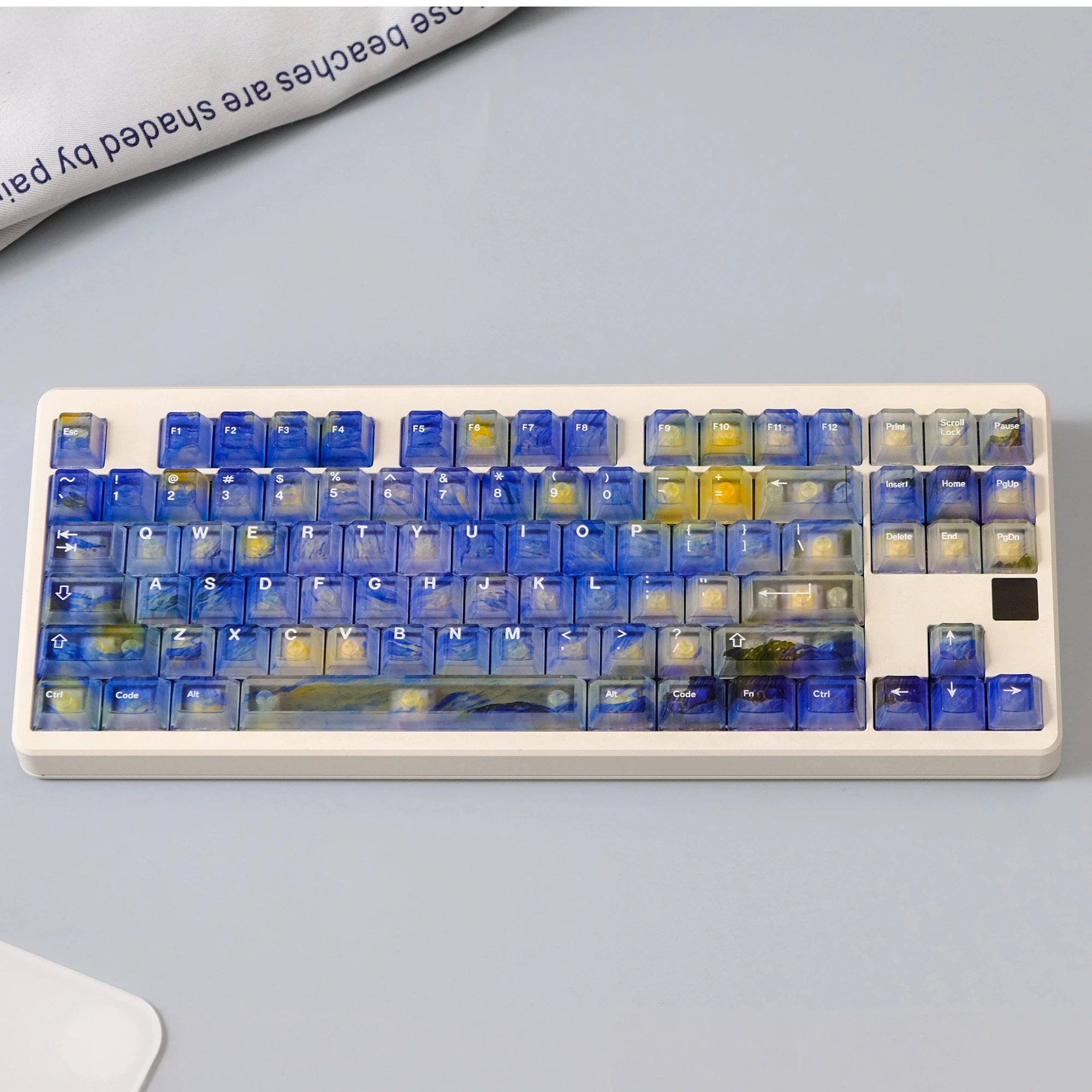 Aifei Starry Night Sky Keycaps Van Gogh 122 Keys ABS Double Shot Fog Translucent for Mechanical Keyboard AULA F75 Ajazz Mad60he