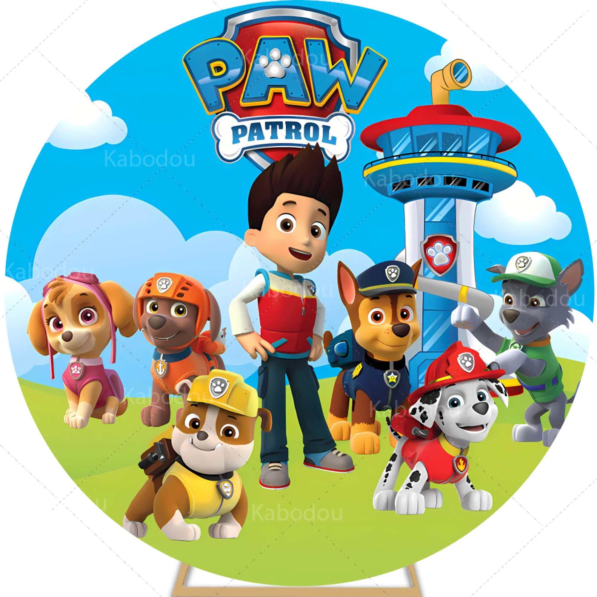 Paw Patrolls Round Backdrop Boys Birthday For Party Cartoon Dog Decoration Baby Shower Photography Background Circle Studio Prop