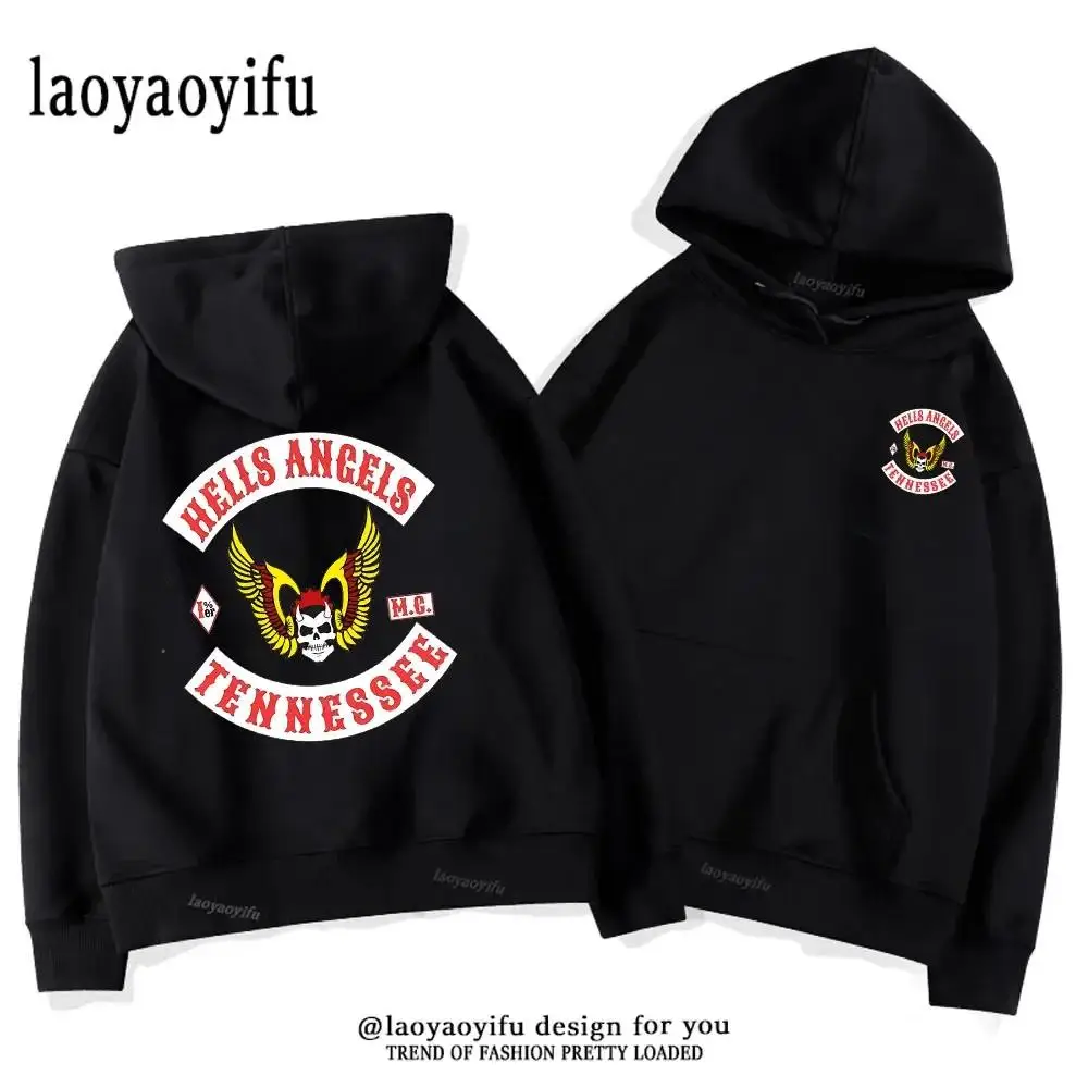 Hells Angels Hoodie For Men And Women Warm Long Sleeve Pullover Retro Sweatshirt Street Fashion Autumn Winter Casual Streetwear