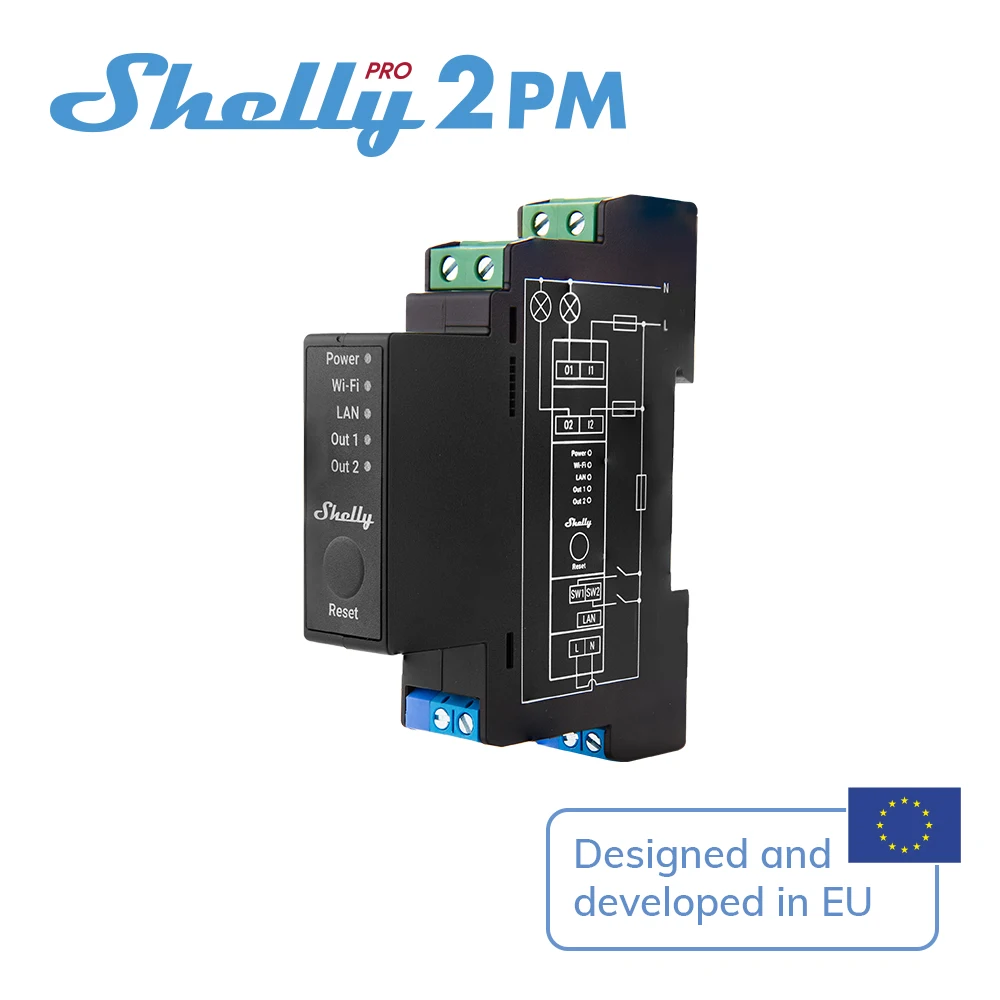 Imagem -03 - Shelly Pro 2pm Canais Din-trilho Interruptor de Relé com Medição de Energia e Controle de Cobertura Rolo