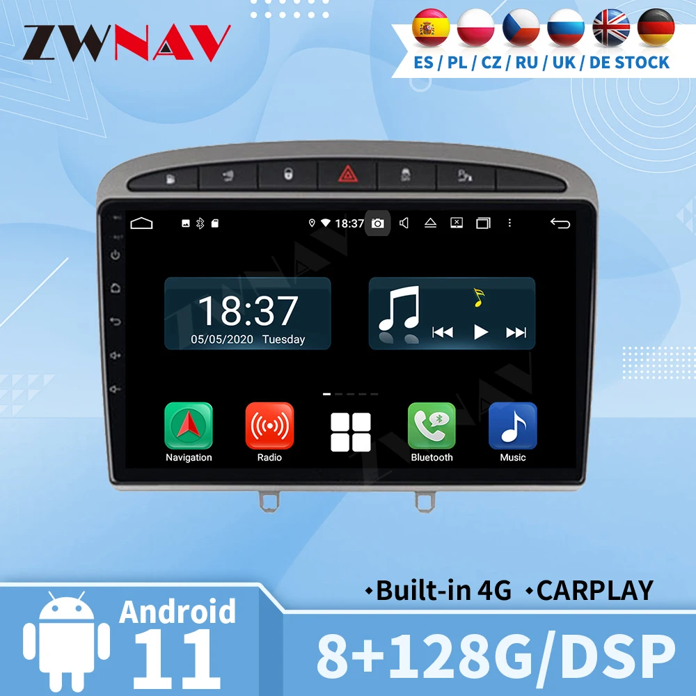 

Автомагнитола для Peugeot 308 308SW 408 2007 2008 2009 2010 2011 2012 2013 Android 2 Din Carplay автомобильный экран Мультимедиа авто