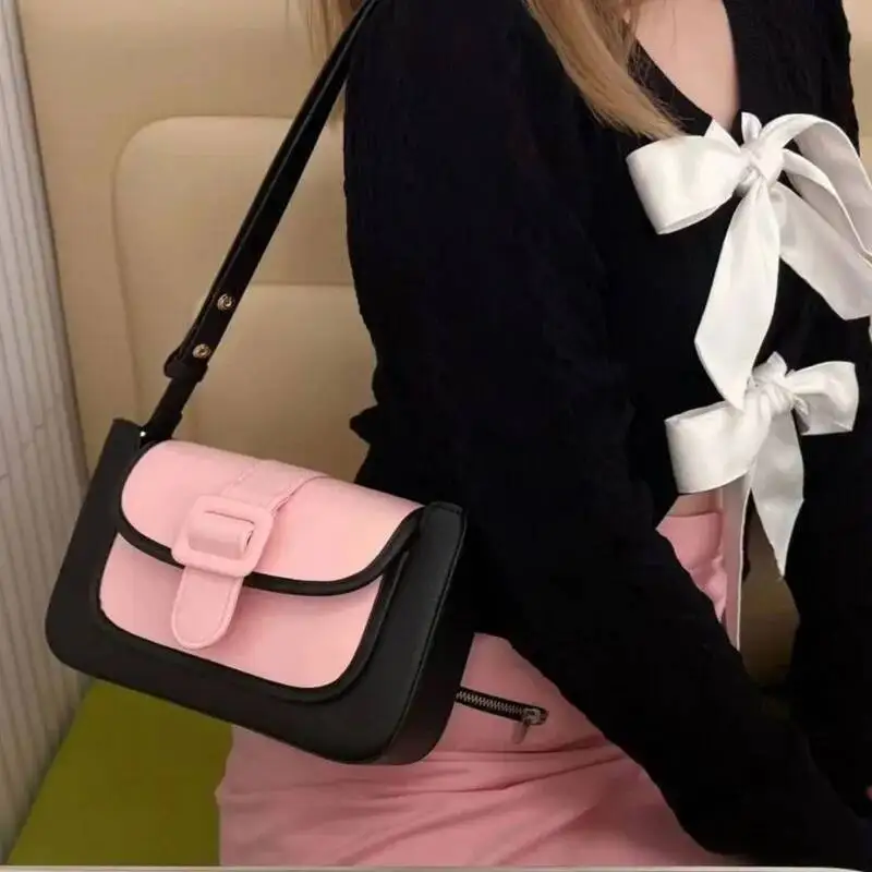 Bloom Sweet Cute Y2k Handbag Wallet Women 2025 New Hot Girls Patchwork Pink Messenger Bag Female Retro Casual Crossbody Bags