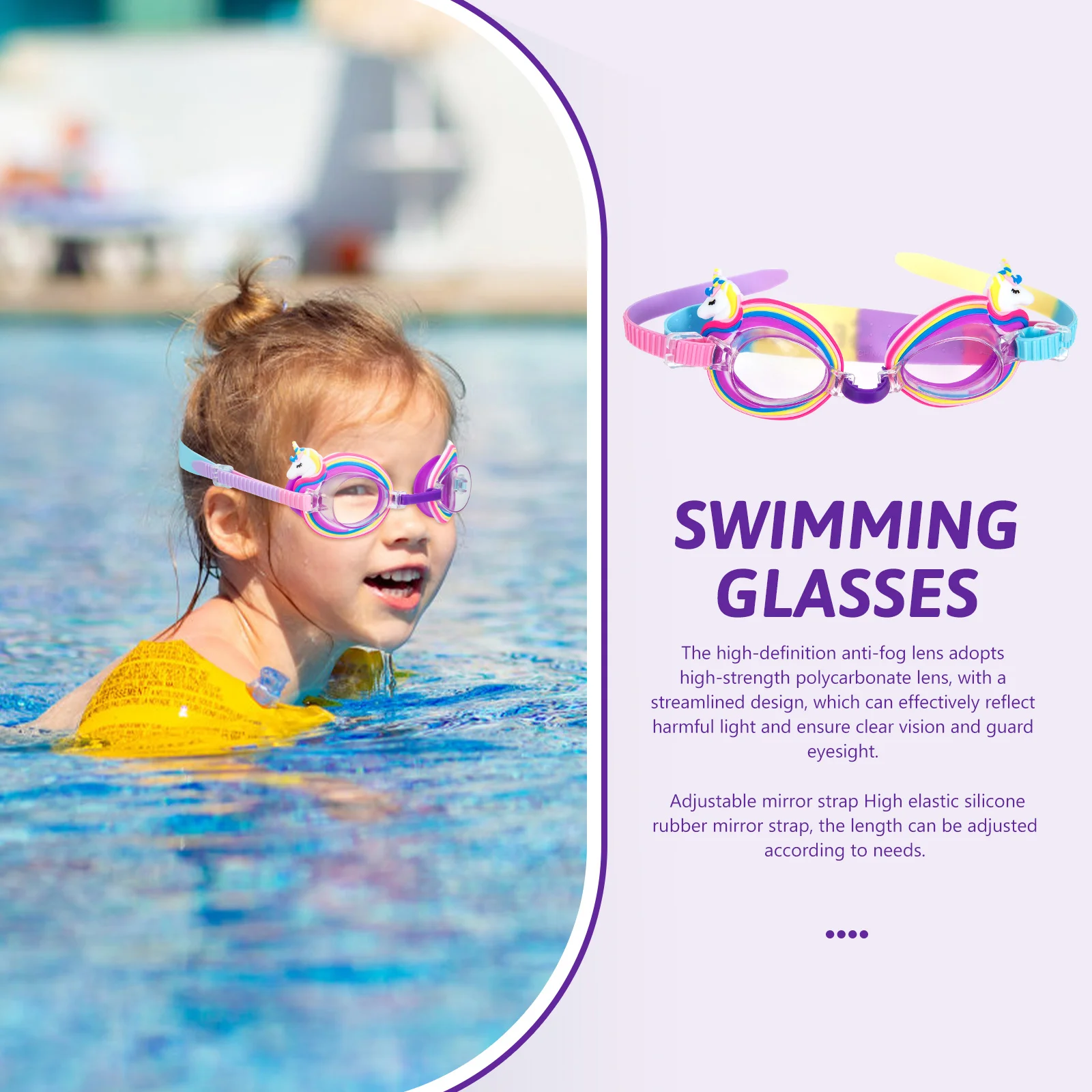 Gafas para niños Gafas de natación para niños Máscara nasal antiniebla para niños Ligero para niños pequeños