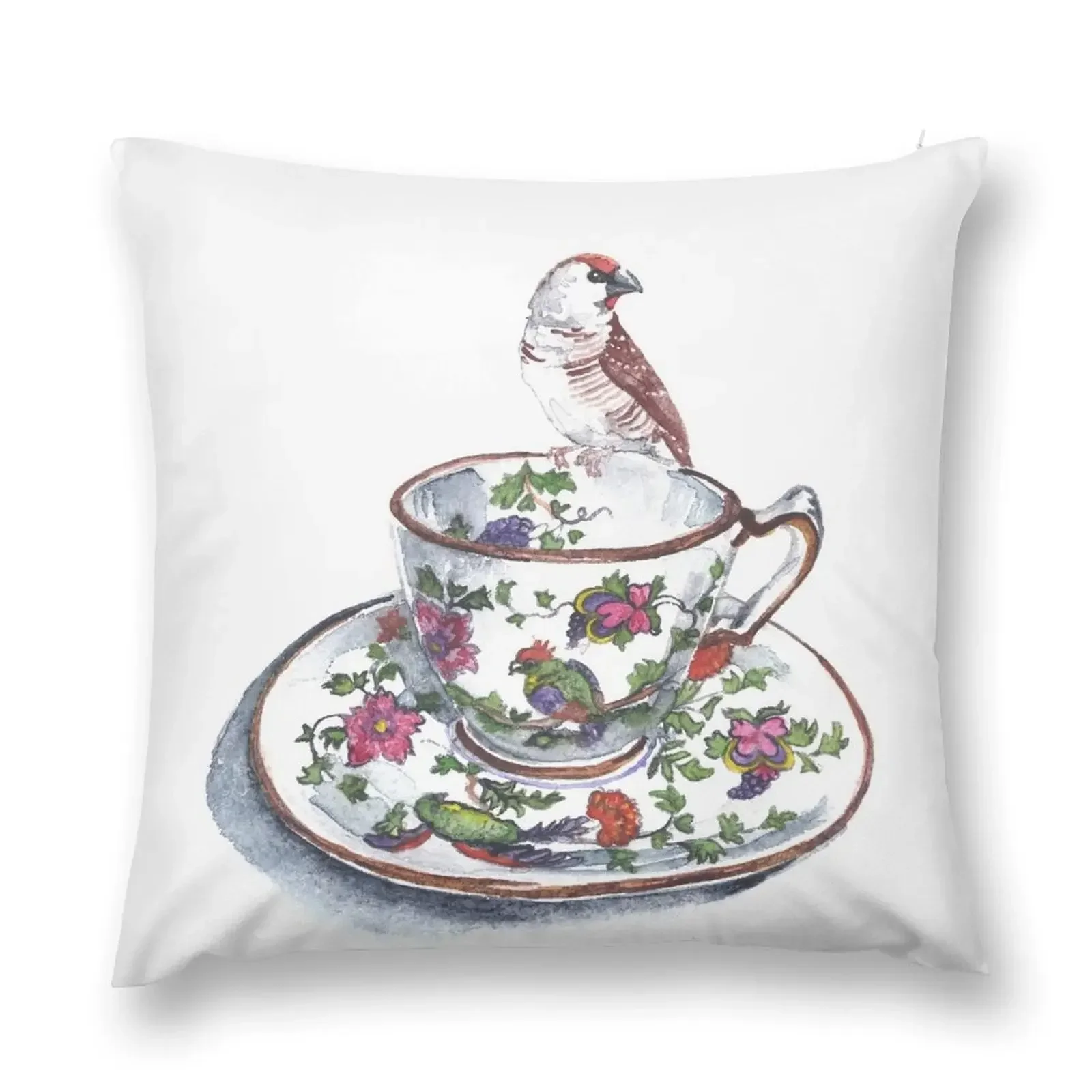 High Tea Plum Headed Finch Throw Pillow Rectangular Cushion Cover Anime pillow