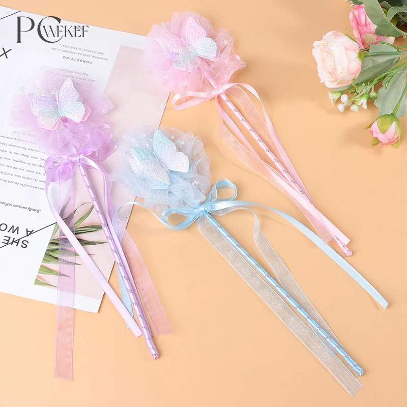 Cute Butterfly Magic Stick Fairy Wand Princess Cosplay Props Wand For Girls Birthday Halloween Party Supplies