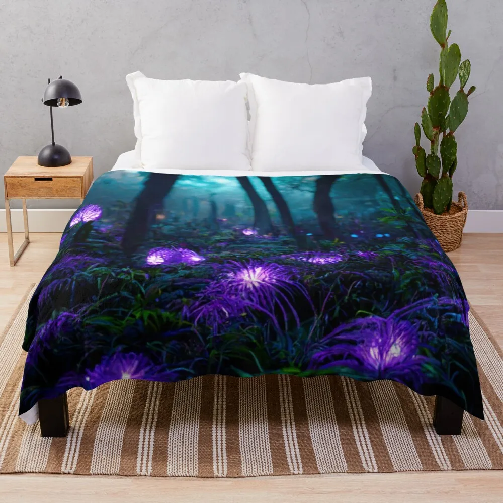 Illustration of the Na'vi from the movie Avatar Throw Blanket Color Fast Cozy Throw Blanket