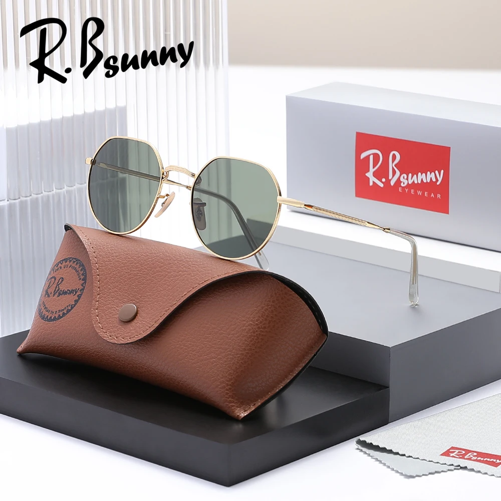 

RBsunny Фирменные новые солнцезащитные очки для мужчин и женщин, модные металлические круглые очки в тонкой оправе для вождения, элитный бренд, поляризационные очки из сплава UV400