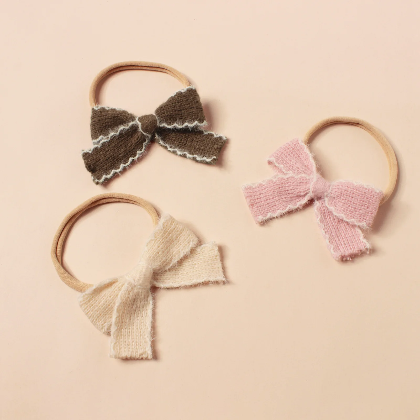 ベビーボウヘッドバンド女の子のためのウールナイロンバンド新生児ヘアアクセサリーかわいい弾性子供ヘアバンド子供クリスマス帽子