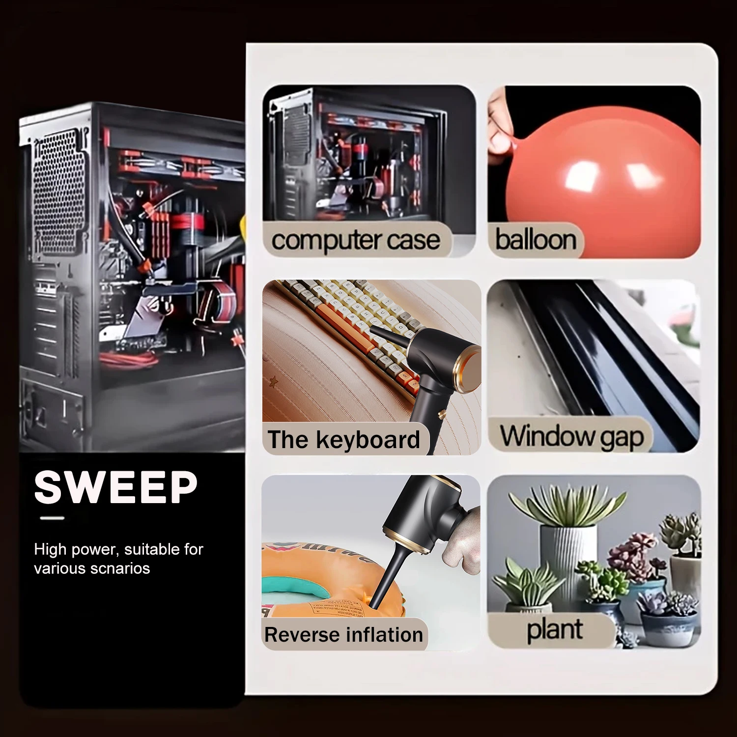 3-in-1 Cordless Handheld Vacuum Cleaner, Rechargeable Stick Vacuum with Cyclone Suction for PC Dust Removal, Car, Home & Office