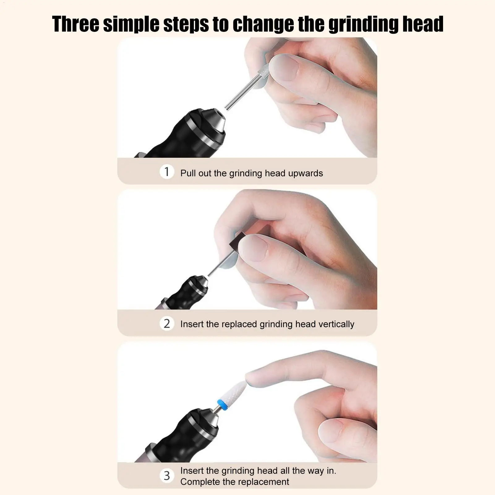 Broca de unhas com 3 velocidades, arquivo de polimento de unhas, portátil, recarregável, removedor de calos de pés para mulheres, meninas, homens, unhas grossas