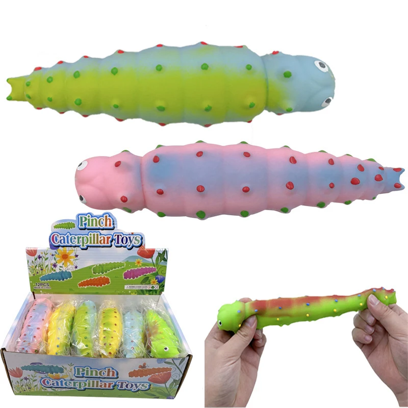 Squeeze Caterpillar  Toys Soft Foam TPR Worm Toys For Kids Children Adults Stress Relief Decompression Funny Toys Stress Relief