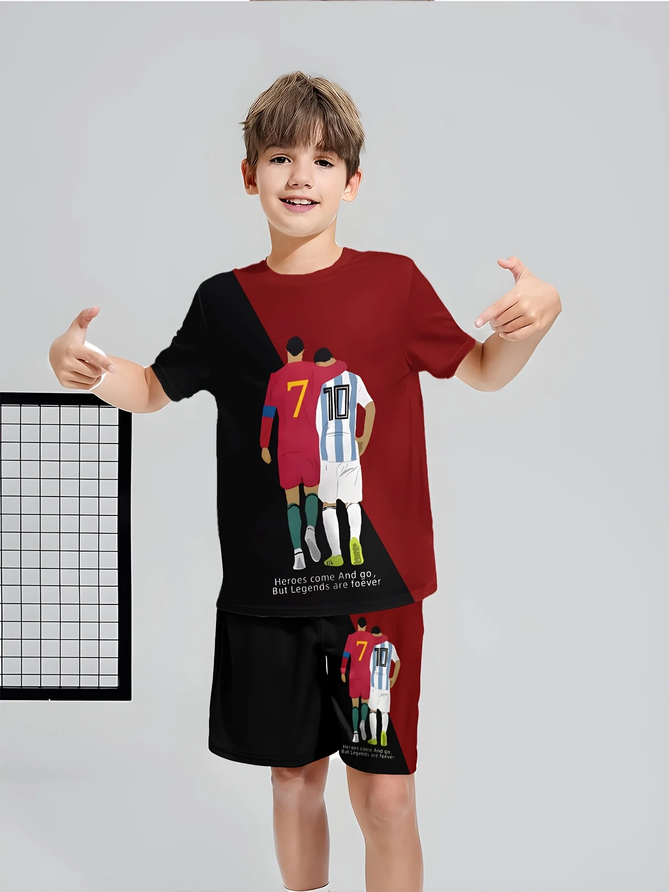 طقم أطفال صيفي جديد 2025 c Ronaldo CR7 طقم أطفال مريح وناعم وجيد التهوية وخفيف وغير ممل #2