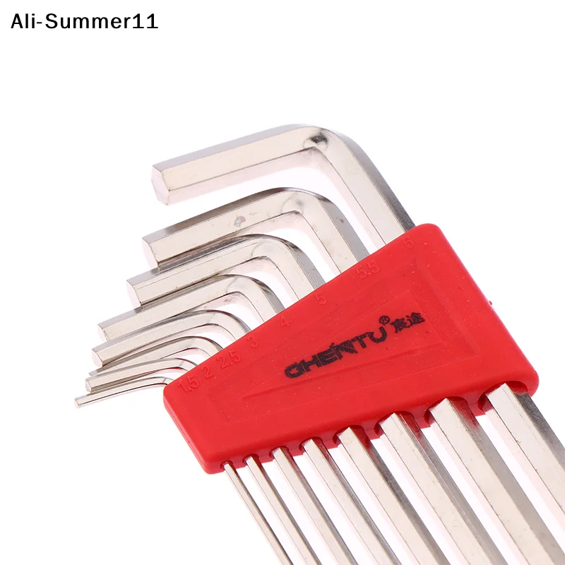 

【Wy】8Pcs/Set Chrome Vanadium Steel Metric Wrench For DIY Fasteners Pocket Allen Key Short Arm Tool Set Easy To Carry