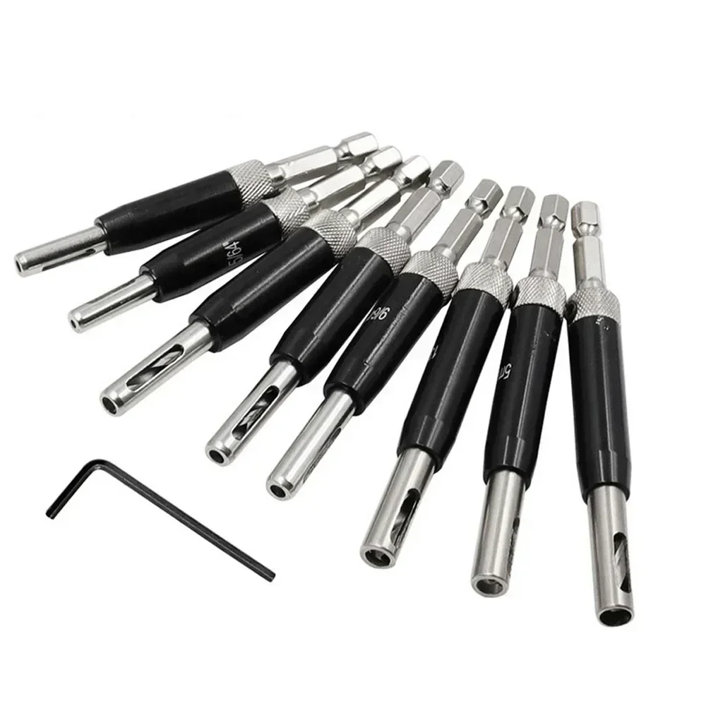 

9Pcs Puncher Hinge Self Centering Hinge Hexagonal Handle Twist Drill Bits Woodworking Reaming Tool Accurate Positioning Tool