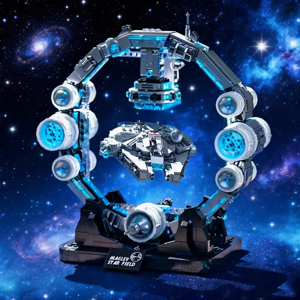 MOC 1196 Piezas, Bloques de Construcción Magnéticos, Kit de Modelo con Luces, Juguete de Ladrillos para Armar, Regalo para Niños, Nave Espacial del Futuro, Guerra Espacial