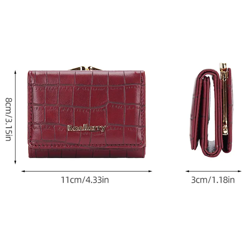 Baellerry-Carteira Curta para Mulheres, Bolso de Moedas, Crocodilo Estampado, Bolsa Feminina, Porta-Fotos, Porta-Cartões Hasp Meninas, Novo