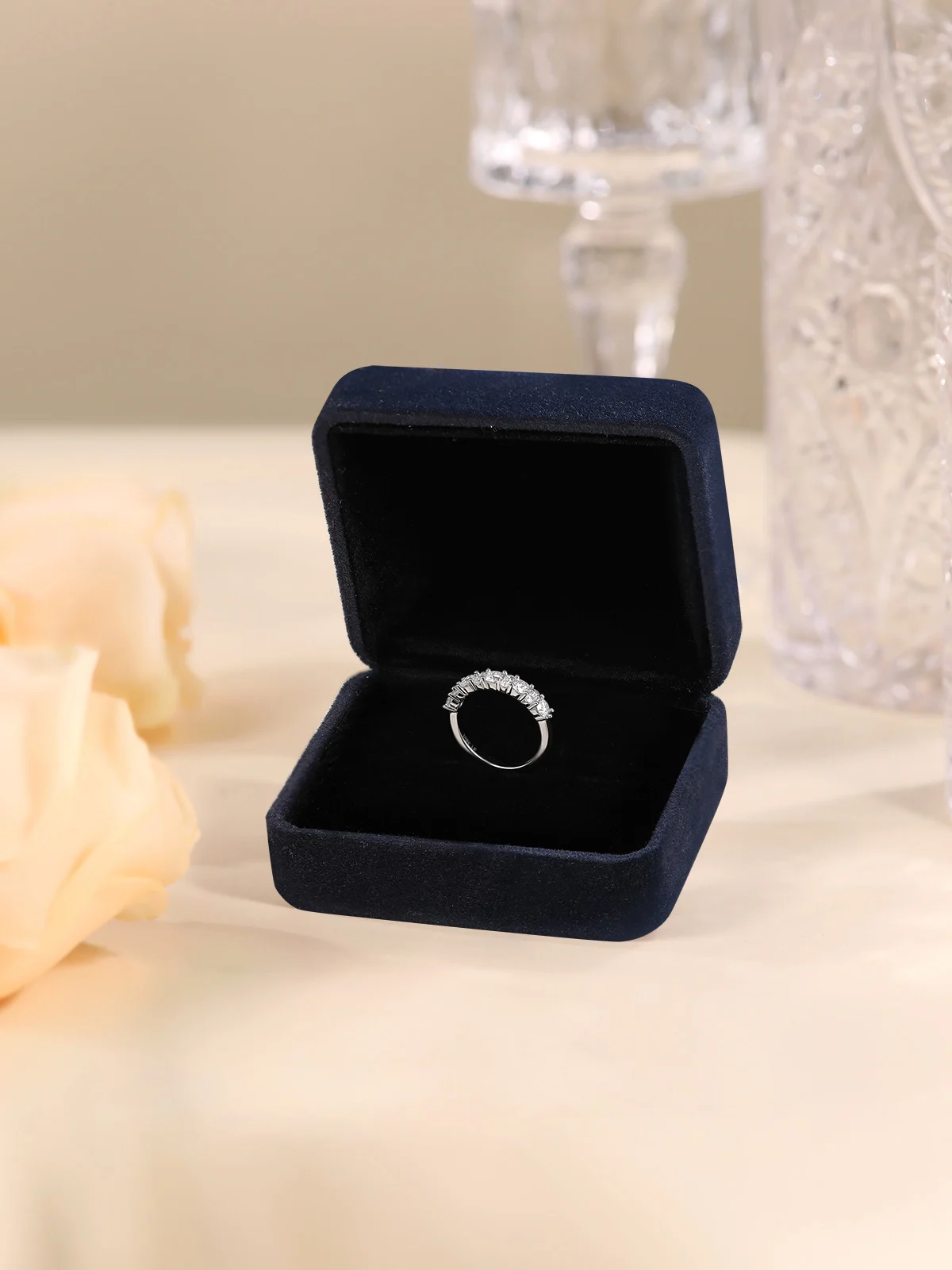 TYYL 3.5mm D Color Moissanite Wedding Band Women Ring White Gold Plated 925 Silver Half Row Eternity Rings For Men Gift Jewelry