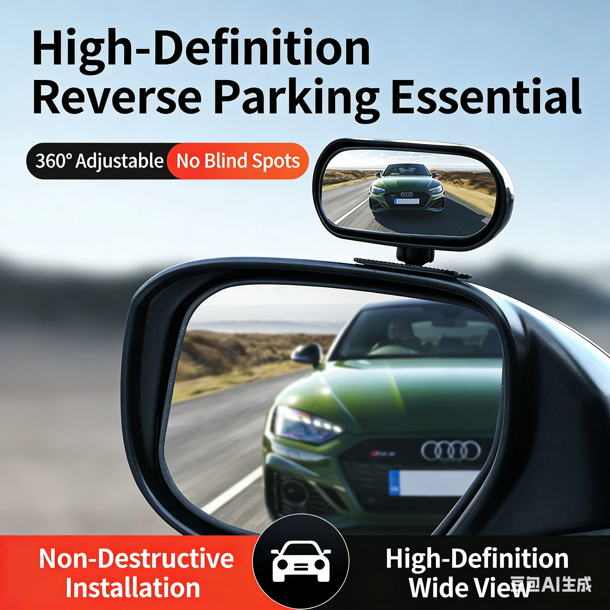 

Universal Car Blind Spot Mirror, 360° Adjustable Wide Angle Rear View Side Mirror, Auxiliary Safety Mirror for Cars, Trucks Vans