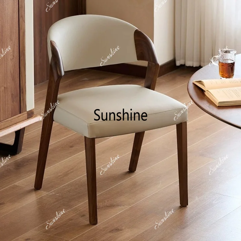 

Solid wood household dining table and chairs, leather soft bag armchair, casual back chair