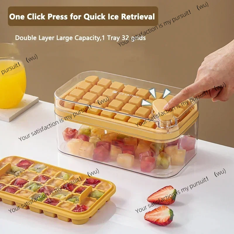 Multifunctional ice cube mold, silicone food grade, square button release