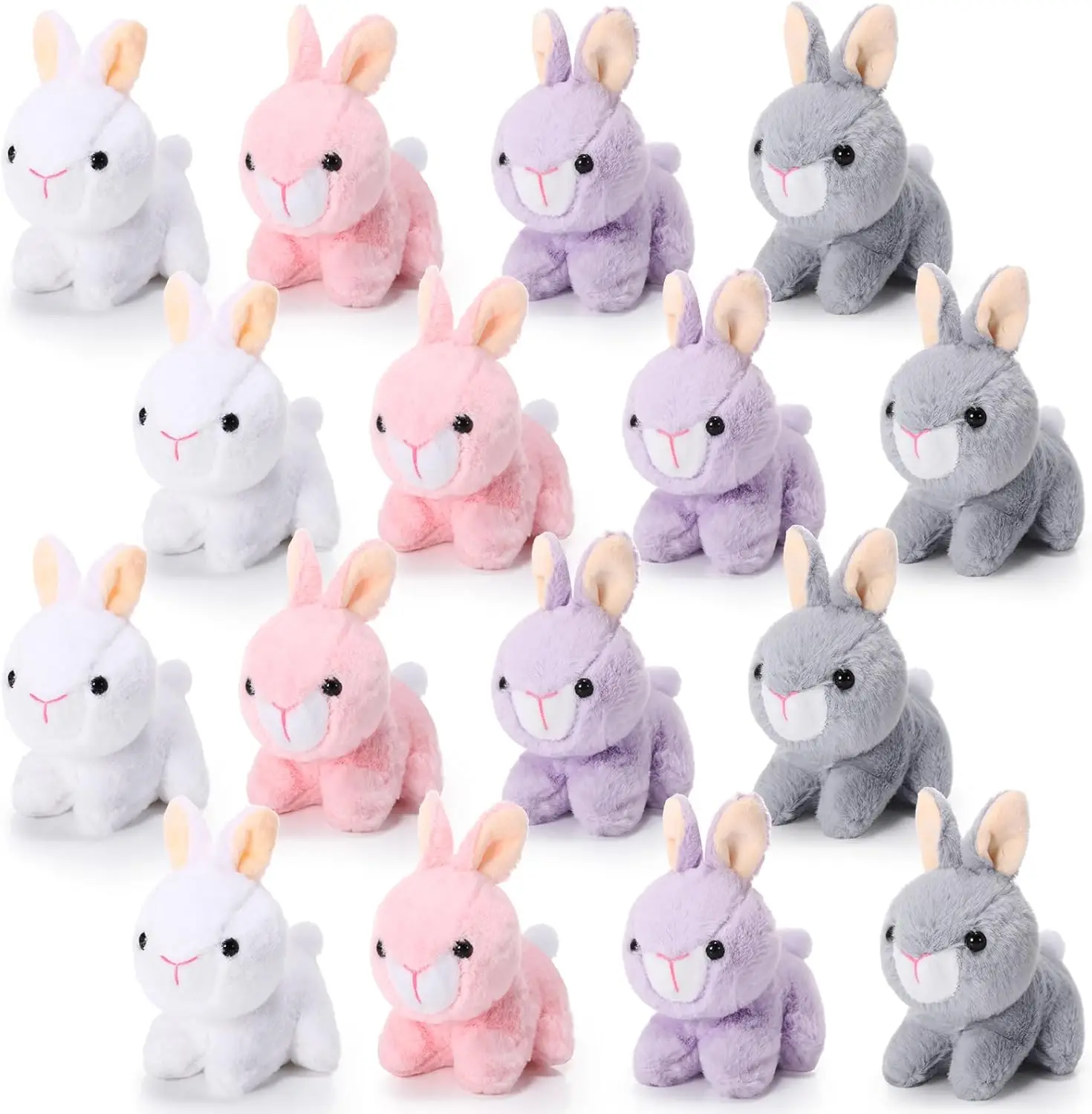 

12-24Pcs Bunny Stuffed Animal Bulk 4.7 Inch Mini Bunny Keychain Plush Rabbit Toys Easter Baby Shower Party Favors Classroom Gift