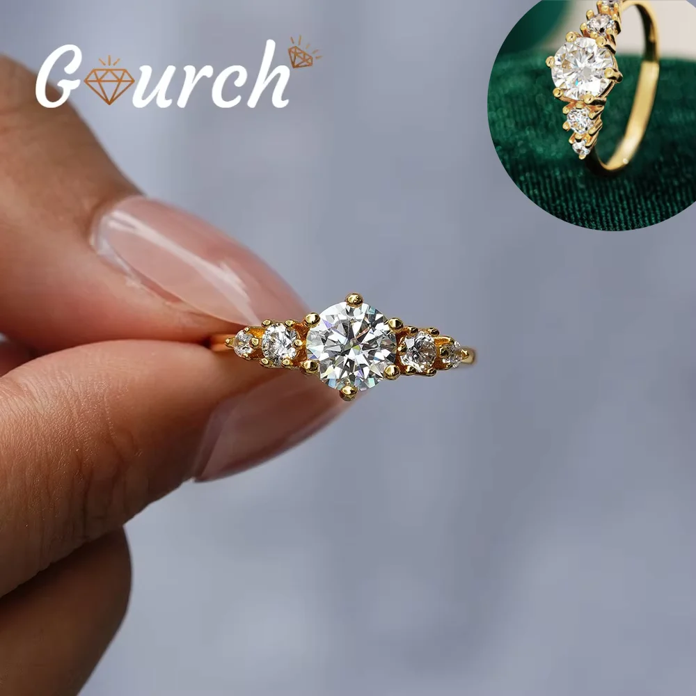 

Кольцо Gourch 1CT с четырьмя когтями, настоящий цвет D, кольцо с муассанитом и бриллиантом, стерлинговое серебро S925 для женщин, подарок на годовщину, свадьбу, ювелирные украшения