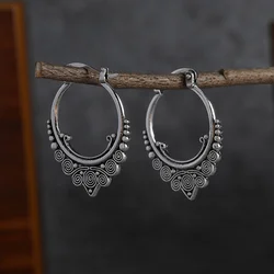 Vintage 925 silver needle Hypoallergenic Hoop Earrings For Women Classic Jewelry for Men Women Indian Boho Jewelry