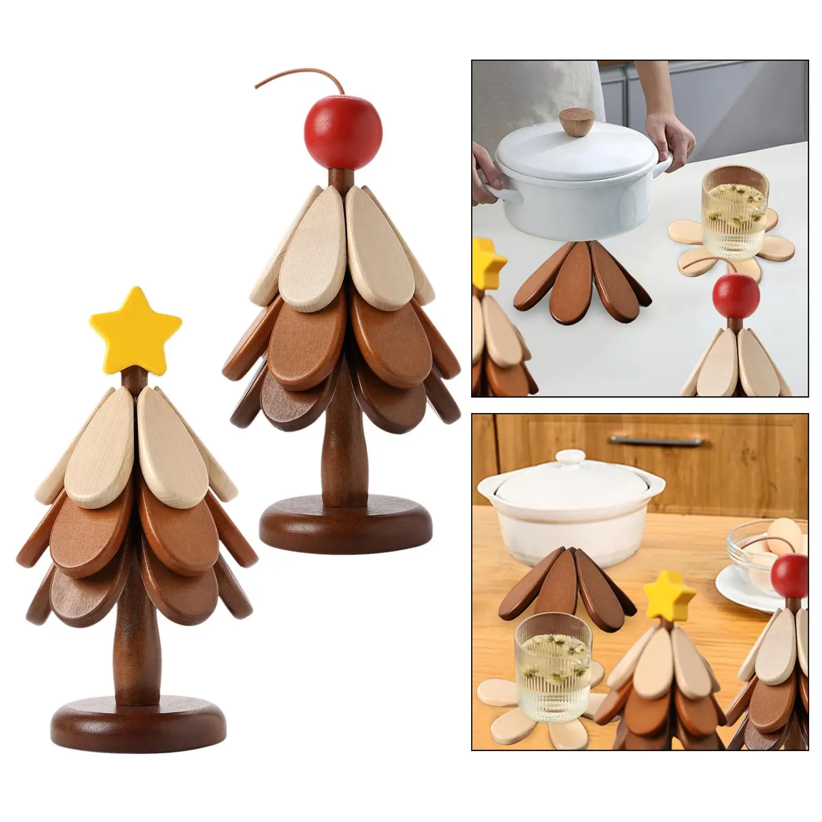 

3Pcs Drink Coaster Heat Resistant Pad Pot Holder Table Centerpiece Tree Art Wood