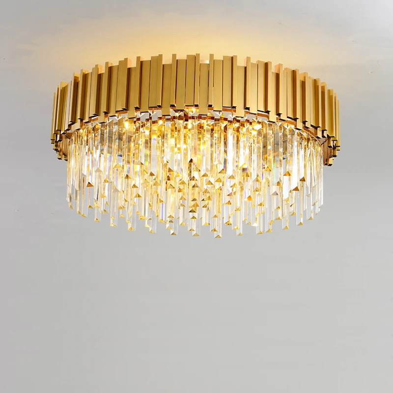 E14 Led Moderne Goud Zilver Crystal Dimbare Lustre Plafondlamp Plafond Verlichting Kroonluchters Lamparas De Techo Voor Woonkamer