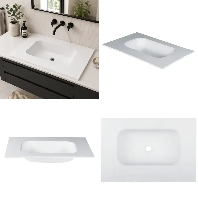 Rectangular Melamine Resin Bathroom Sink Basin for Cabinet Set OEM Supplier