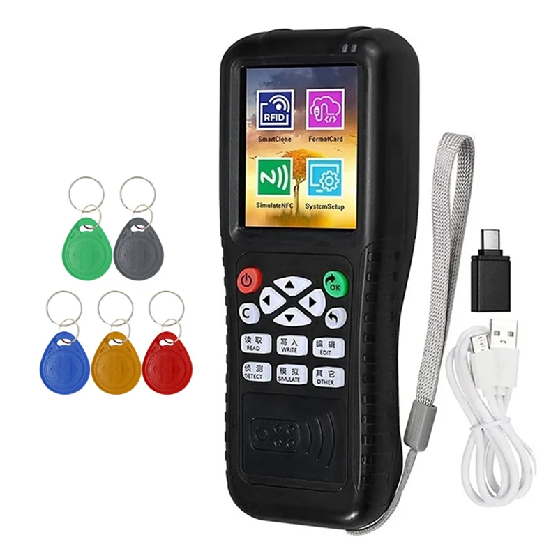 B24B X100 RFID NFC 스마트 카드 리더기 +5XT5577 키체인 RFID 복제기 ID IC 카드 프로그래머 암호화 키 복사기