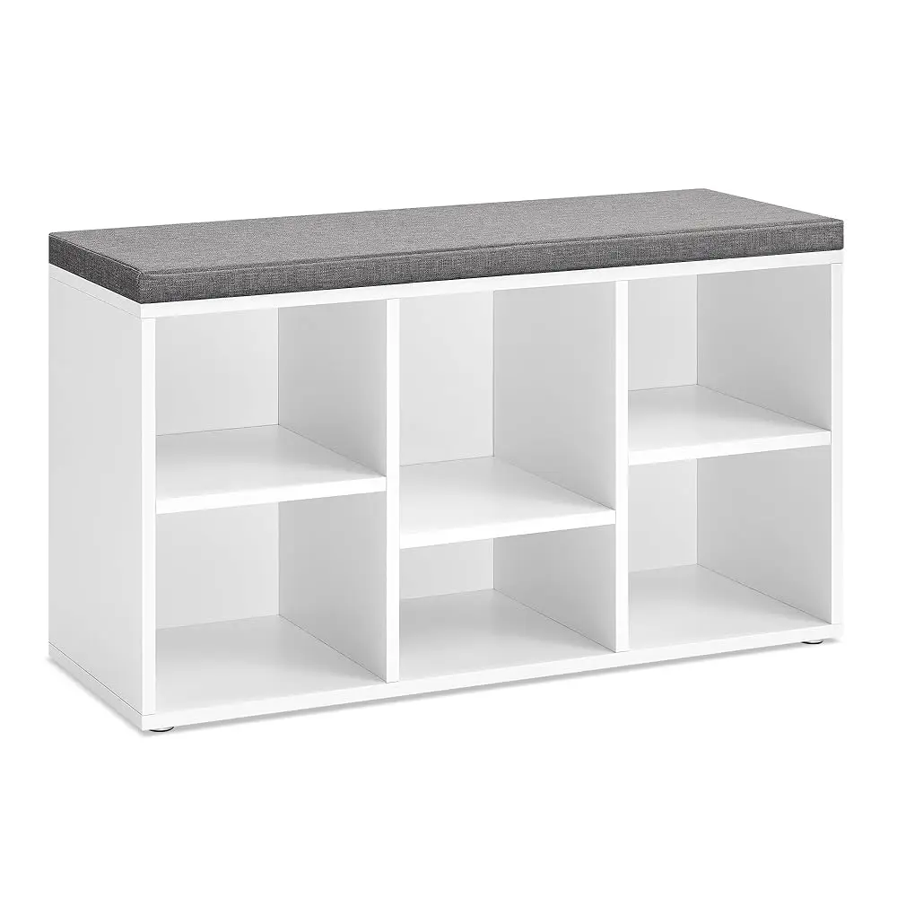 

Shoe Bench With Cushion, Shoe Storage Bench With 6 Compartments And 3 Adjustable Shelves, Entryway Bench With Padded Seat, For