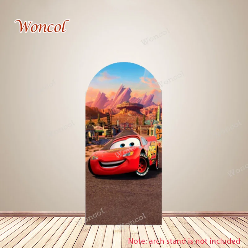 Lightning McQueen Arch Backdrop Mater Arch Backdrop Cars Cover Double-Sided Arch Cover Birthday Party Decor Photo Props