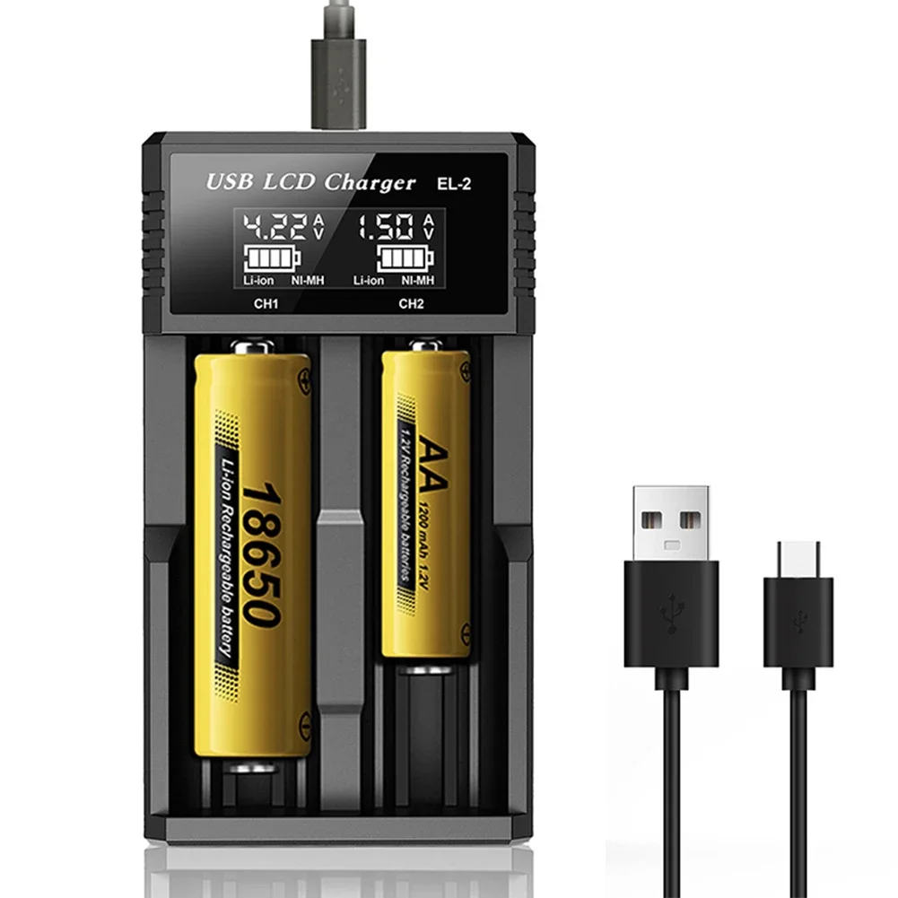 1/2 Slots USB LCD Battery Smart Charger Dual For 18650 3.7V Rechargeable Lithium Battery For 1.2V NI-MH AA / AAA Batteries