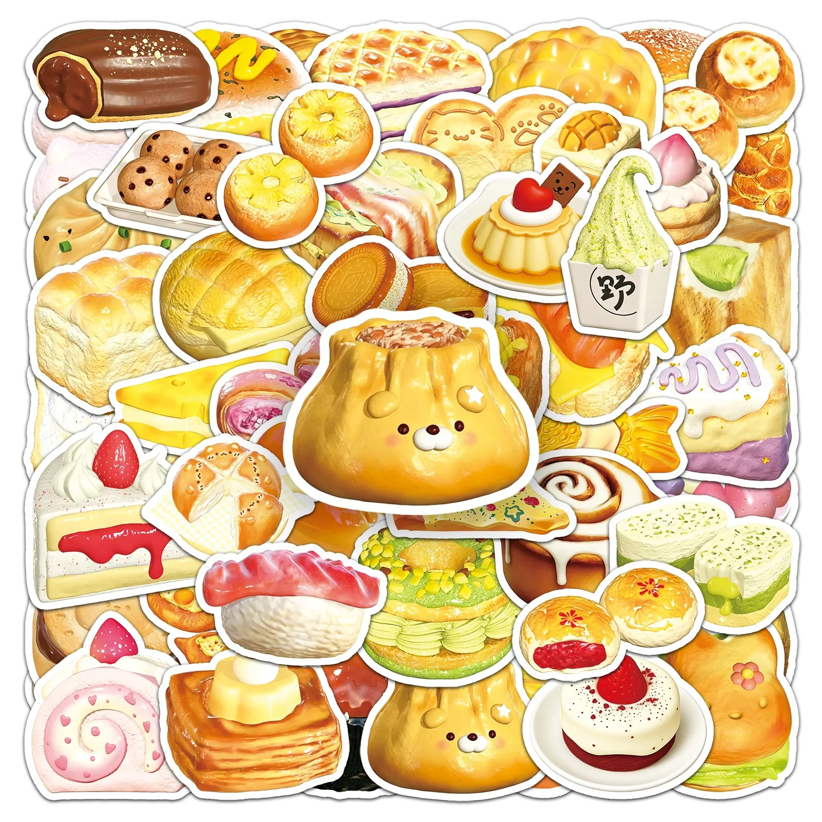 

50PCS Cute Bakery Food Stickers Waterproof Vinyl Decals for Scrapbook Laptop Water Bottle Luggage DIY