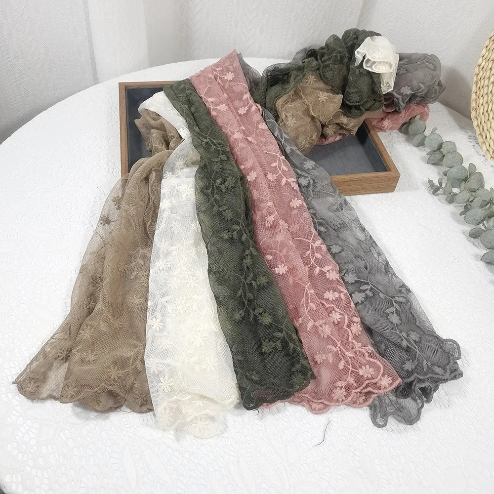 

Elegant Versatile Women's Lace Scarf Retro Long Sunscreen Lace Shawl Embroidered Flower Korean Version Female Headscarf