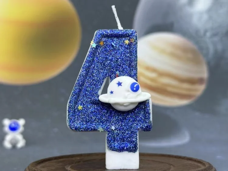 DIY Planet-Thema Raumschiff 0-9 DIY digitale Kerze Dunkelblaue Geburtstagskerze Weltraum-Thema Party-Kuchendekoration – Detail 14